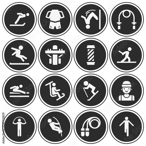 16 pack of ski filled web icons set