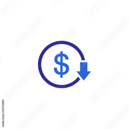 cost reduction icon vector. Reduce costs icon