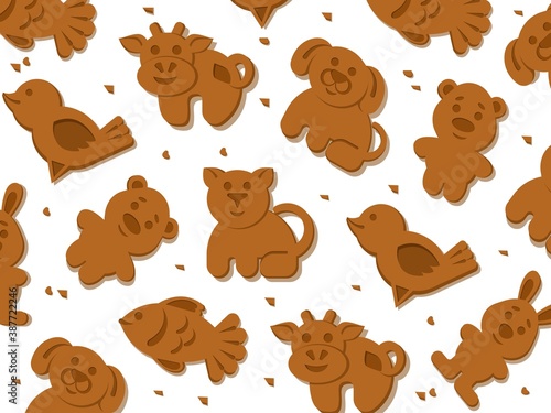 Biscuit. Figures of animals. Texture.