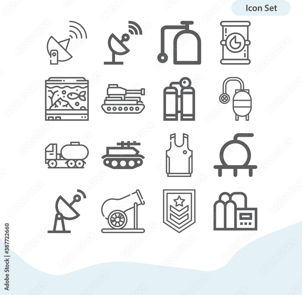 Simple set of army related lineal icons. Simple set of army related lineal icons.
