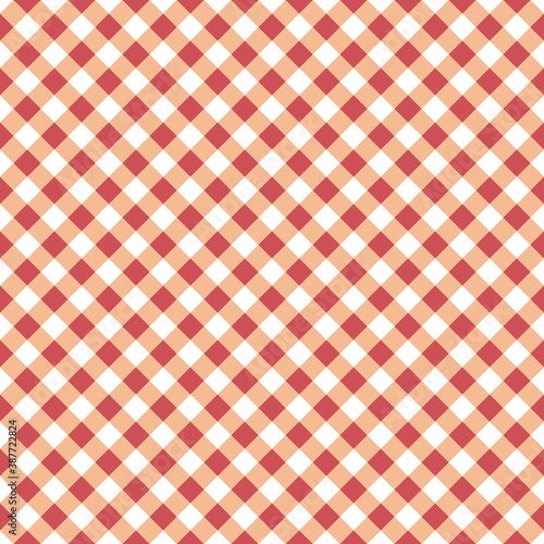 Vector seamless table cloth texture with diagonal lines in red-orange color