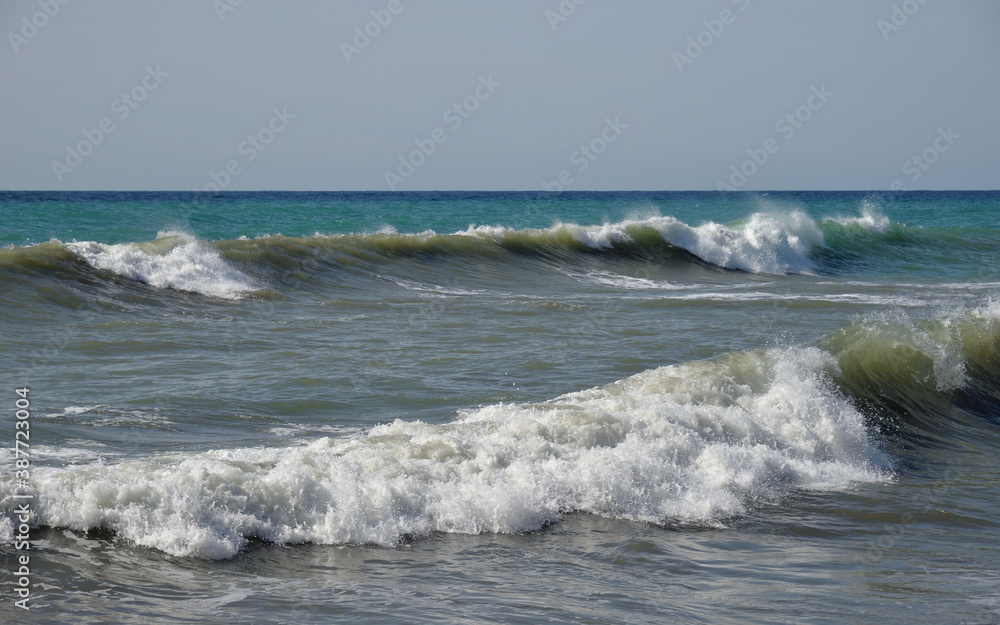Sea waves on clear sunny day