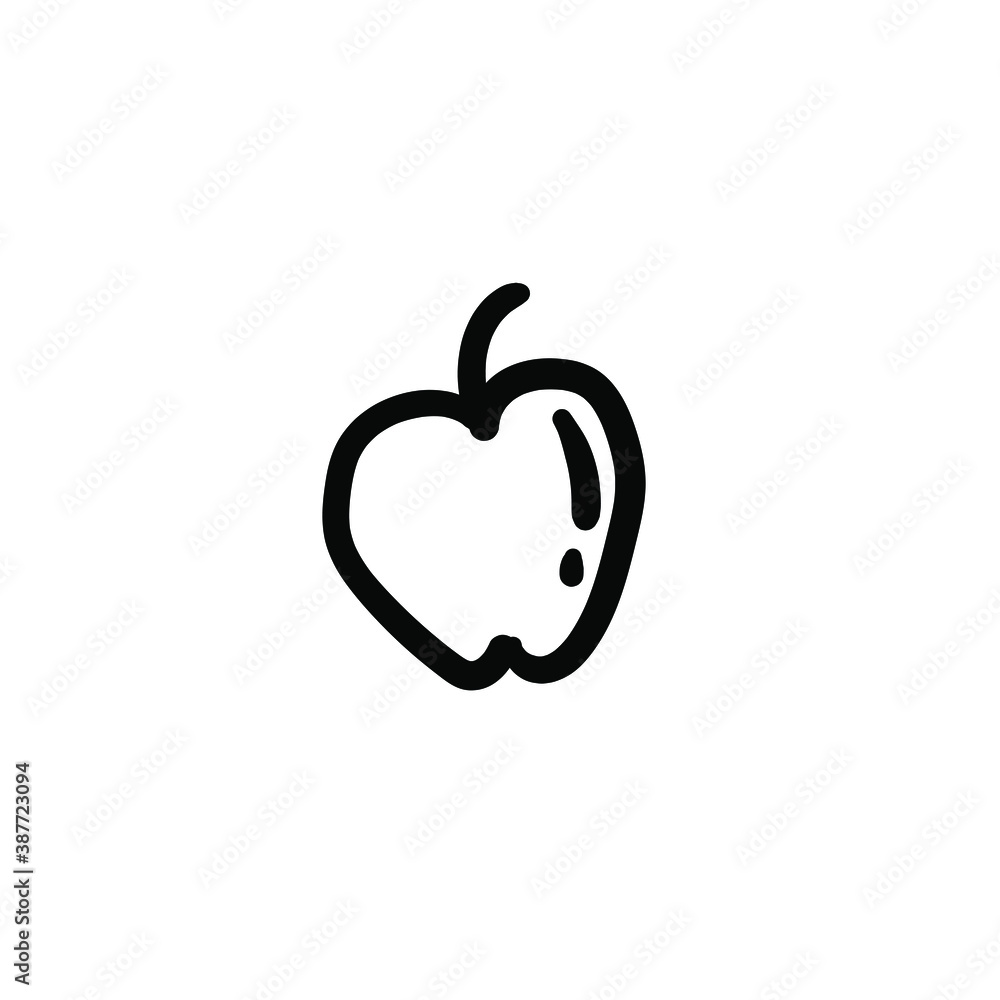 Hand drawn apple. Simple vector icon