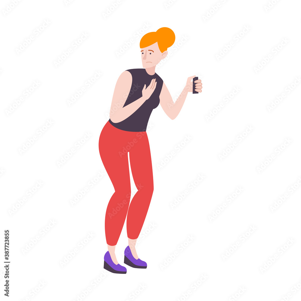 Suspicious Woman Flat Composition Suspicious Woman Flat Composition