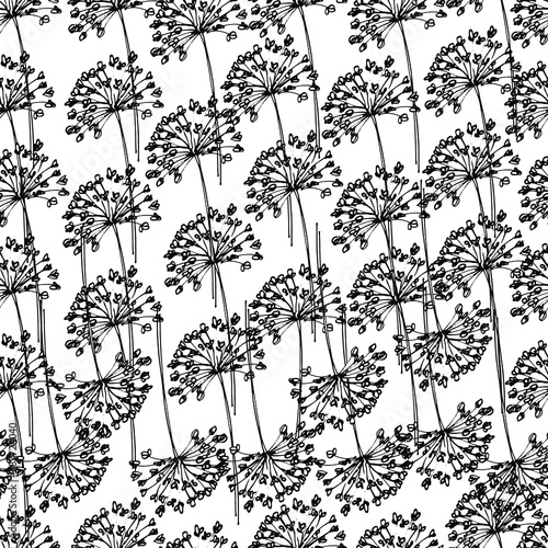 Pattern with wildflowers. Dried flowers, medicinal plants, canola. Background with beautiful little flowers. For wallpaper, banner, coloring, design paper, packaging. Isolate, stock art