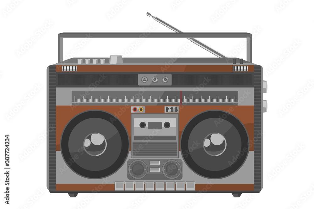 Fototapeta premium Vintage portable radio in flat design