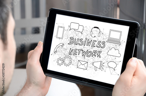 Business network concept on a tablet