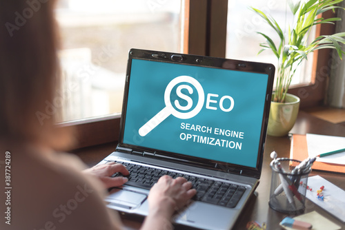 Search engine optimization concept on a laptop screen
