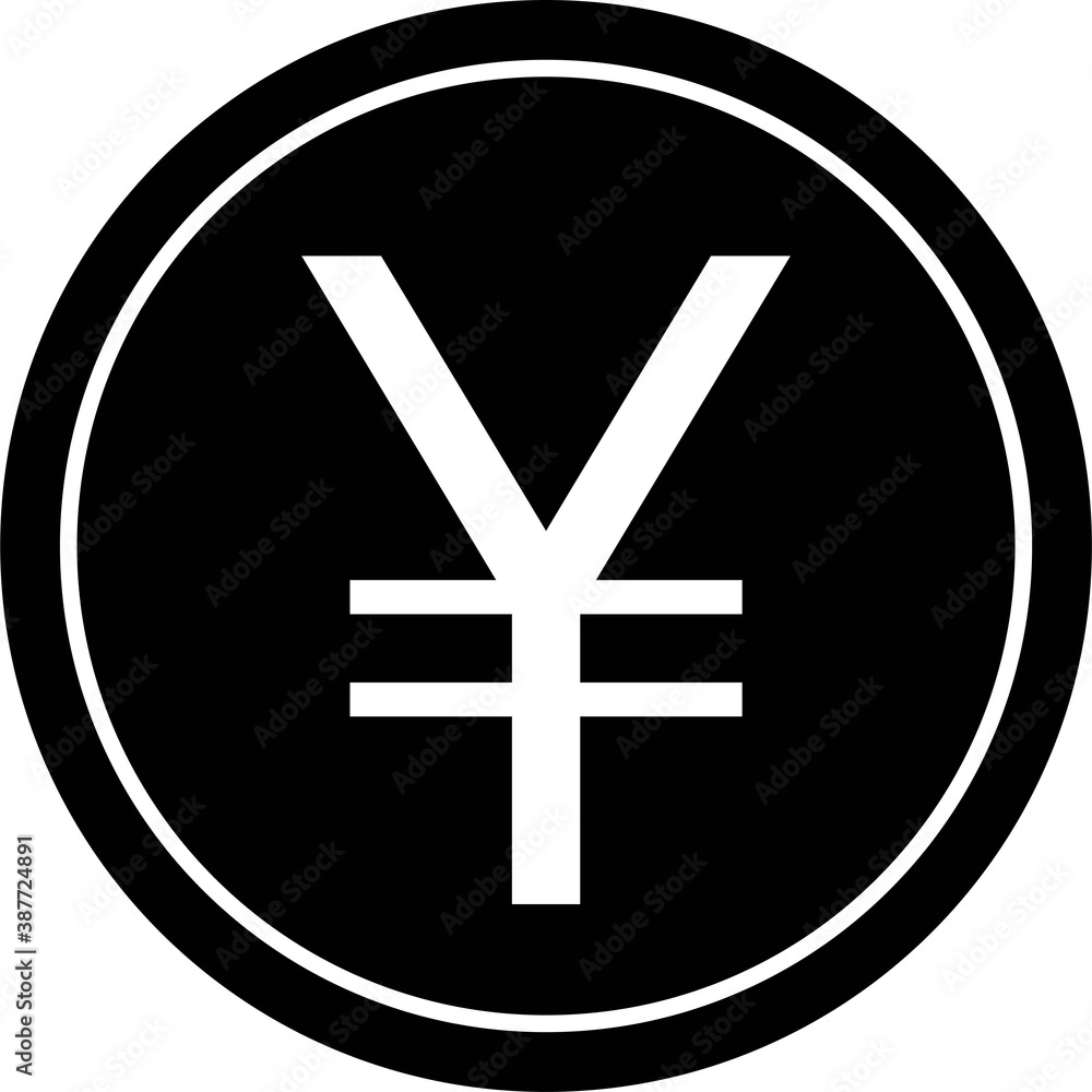 Yen and yuan coin, currency sign used for the Japanese yen and the Chinese yuan Yen and yuan coin, currency sign used for the Japanese yen and the Chinese yuan