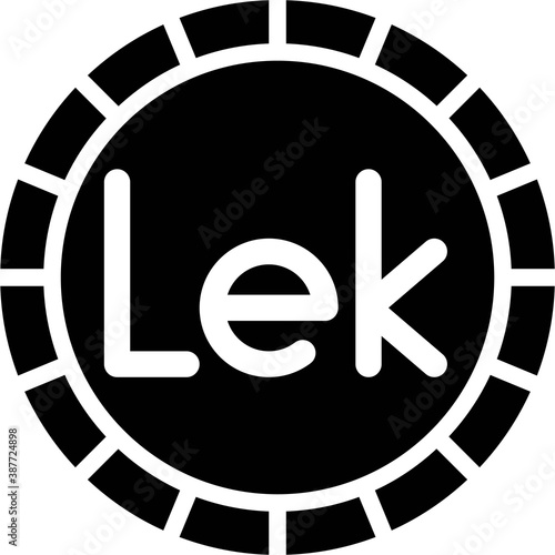 Lek coin icon, official currency of Albania