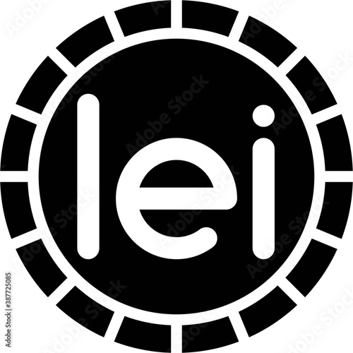 Romanian leu coin icon, currency of Romania