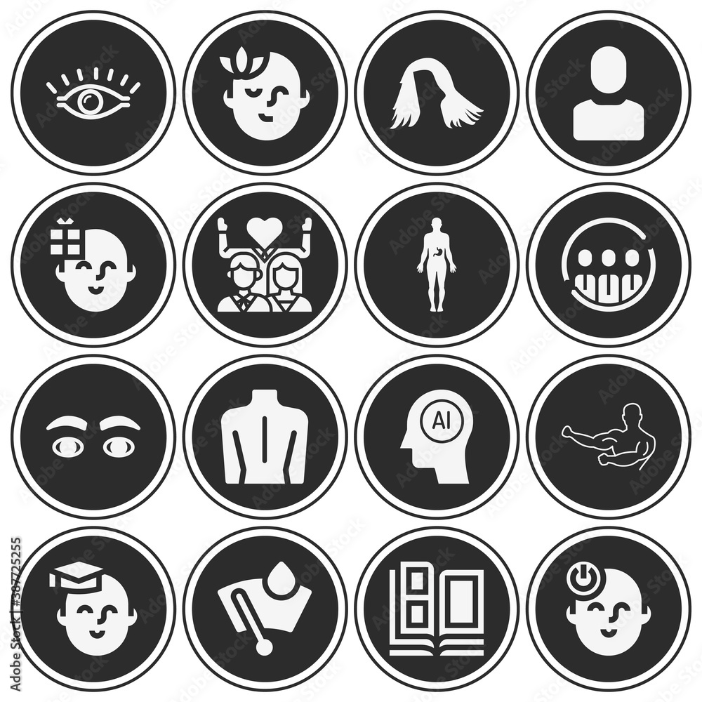 16 pack of parts  filled web icons set