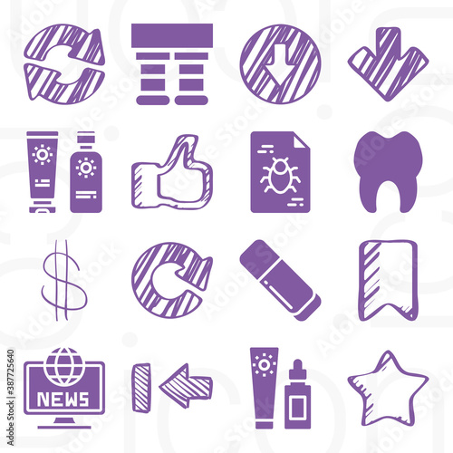 16 pack of modify  filled web icons set