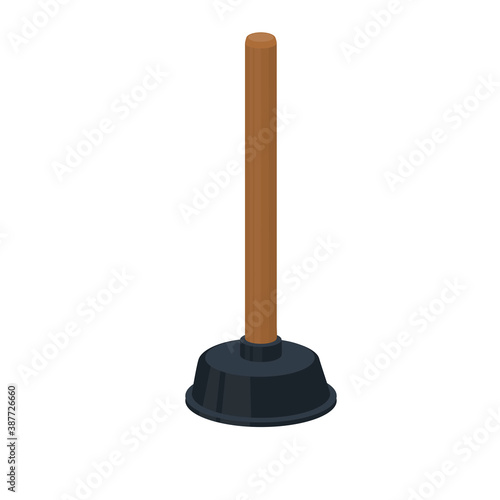 Plunger hand pump. Plumbing tools, vector illustration