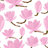 Seamless pattern Magnolia vector illustration