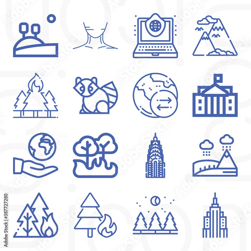 16 pack of dry land  lineal web icons set