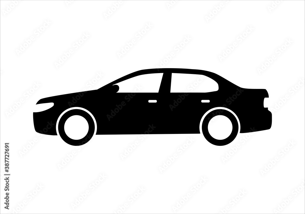 Modern car sedan flat icon. Abstract illustration isolated on a white background