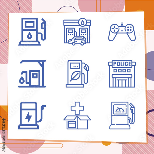 Simple set of 9 icons related to garrison