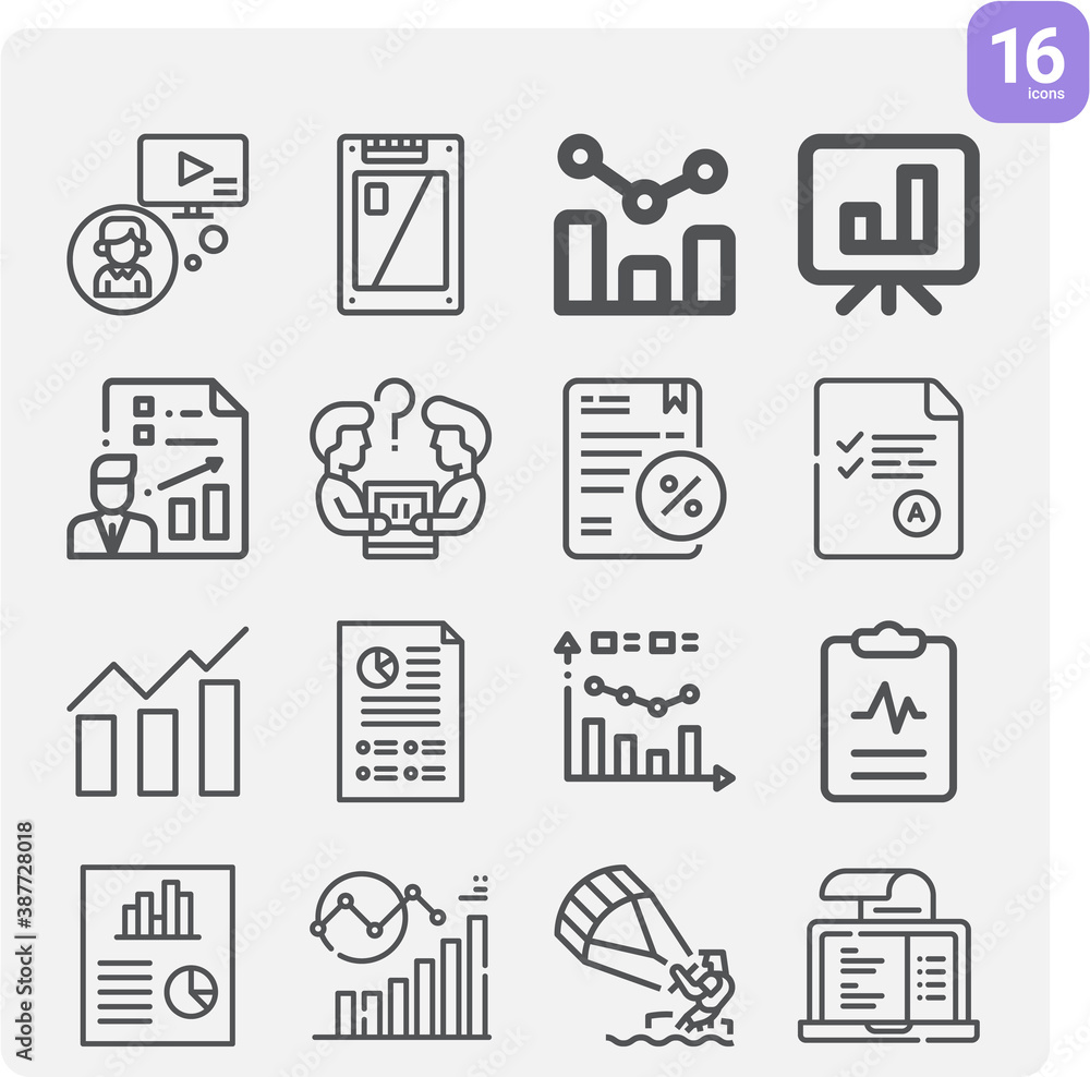Simple set of stated related lineal icons.