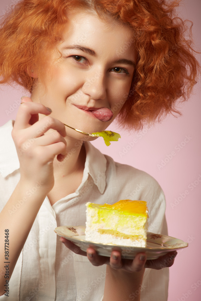 girl eats dessert