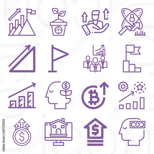 16 pack of gdp  lineal web icons set