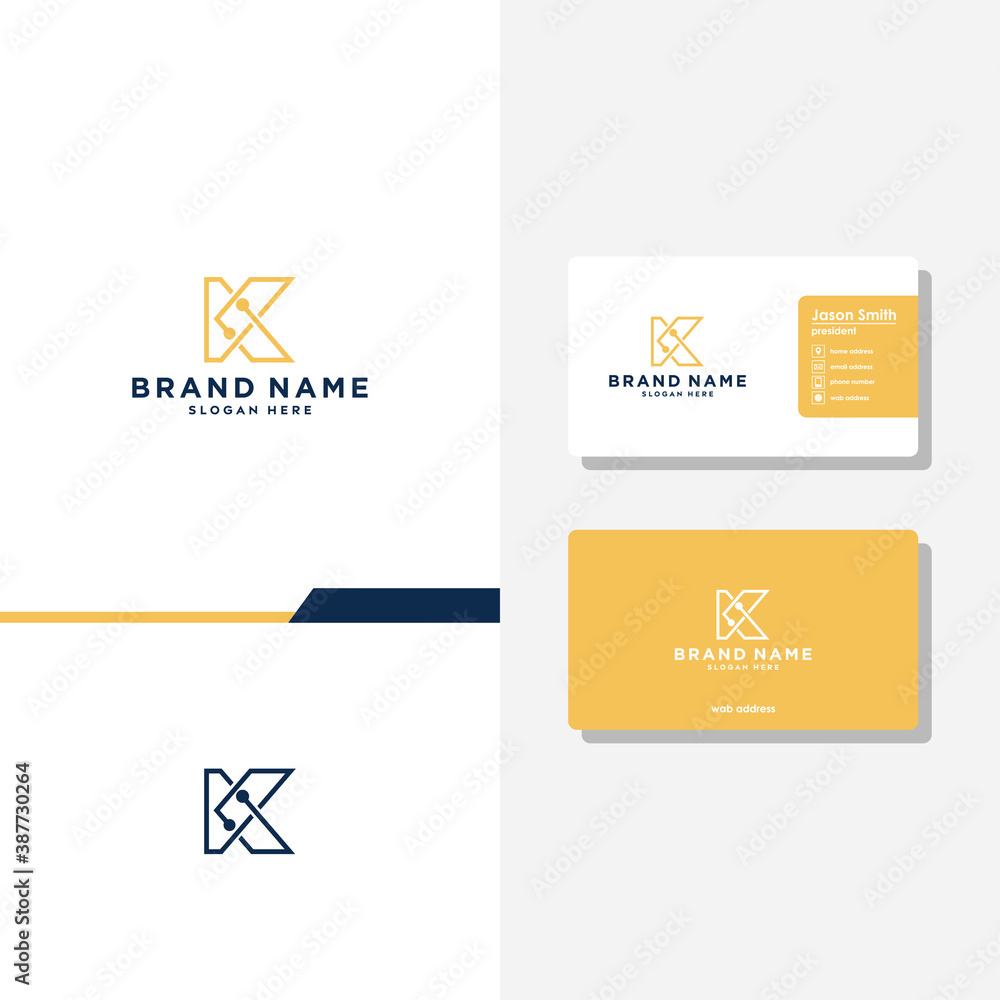 Fototapeta premium Letter K geometric logo vector designs