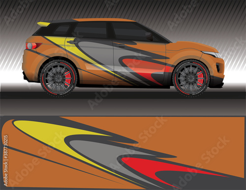 Car livery wrap decal, rally race style vector illustration abstract background