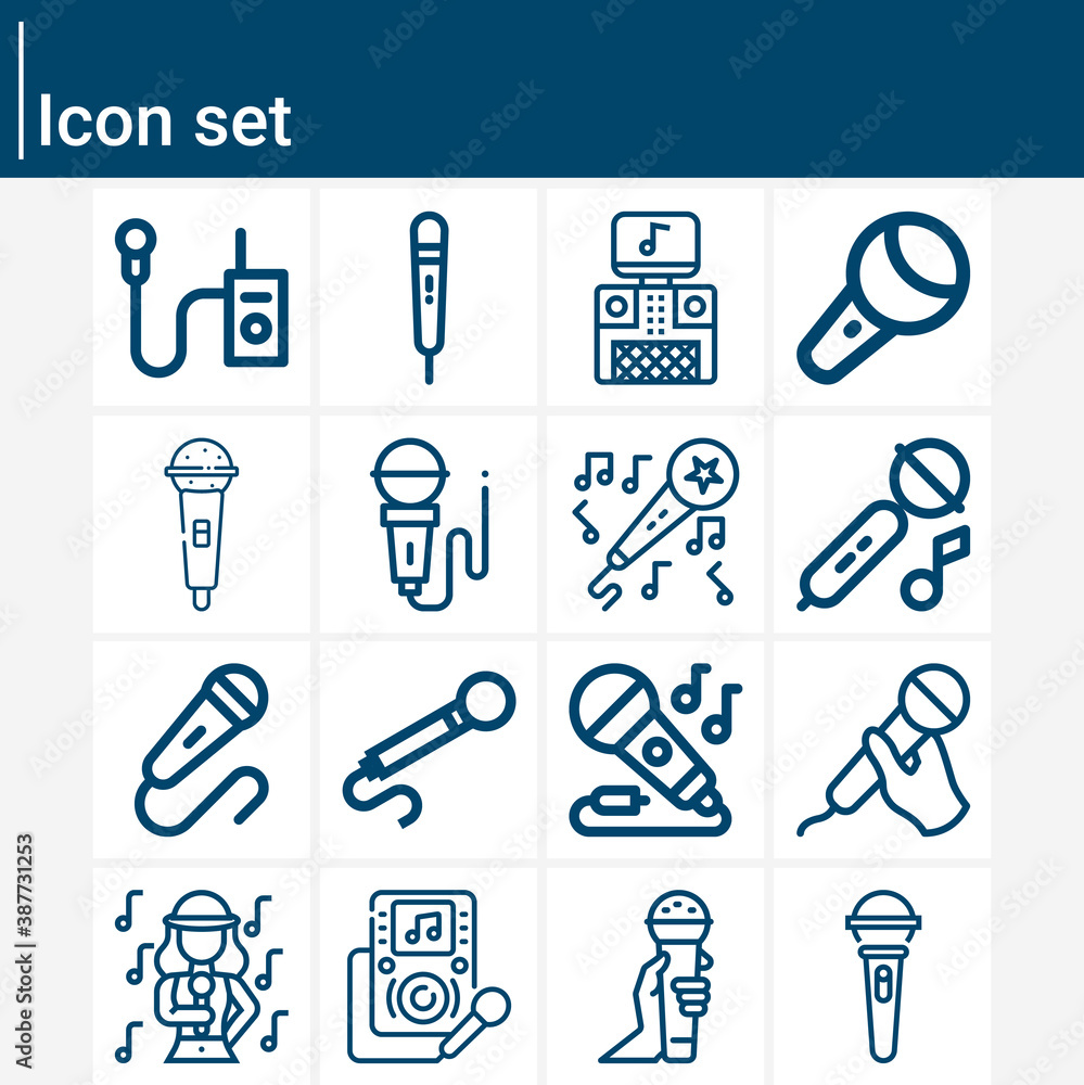 Simple set of vocal music related lineal icons. Simple set of vocal music related lineal icons.