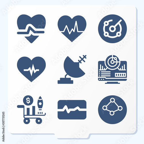 Simple set of 9 icons related to doppler