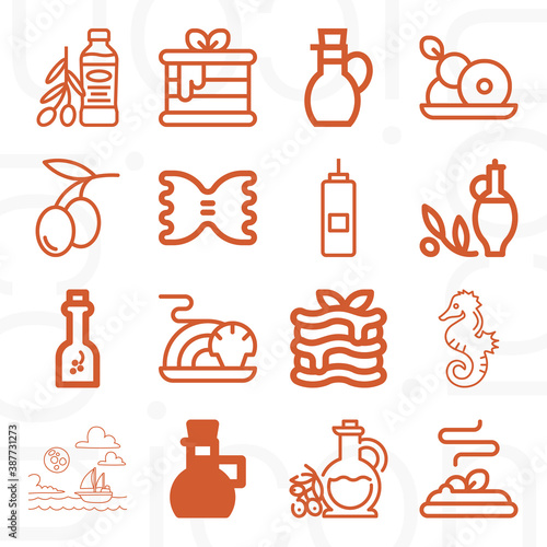 16 pack of mediterranean  lineal web icons set