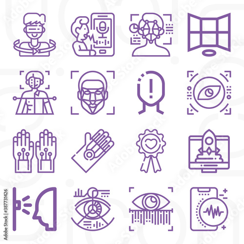 16 pack of realization  lineal web icons set