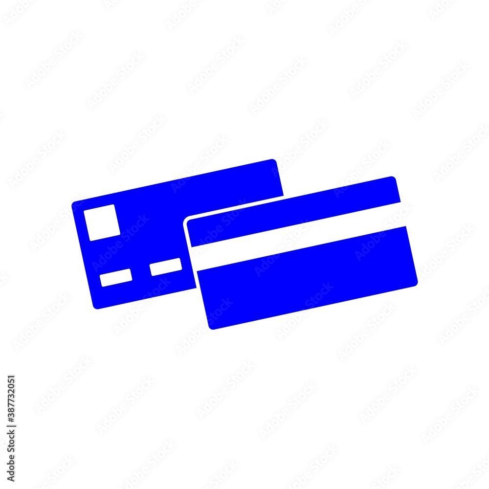 Credit card web icon. Blue color line flat style sign of credit card. Front and back side. Perfect for web, online store, ect. Vector illustartion isolated on white background. Credit card web icon. Blue color line flat style sign of credit card. Front and back side. Perfect for web, online store, ect. Vector illustartion isolated on white background.