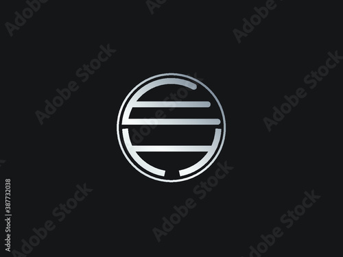 HE circle Shape Letter logo Design in silver gold color