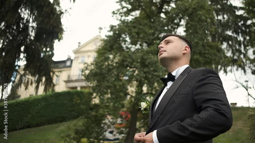 Young stylish brunette in a suit walks in nature. Motivation, Success. Reflections on one. Waiting to meet Young stylish brunette in a suit walks in nature. Motivation, Success. Reflections on one. Waiting to meet