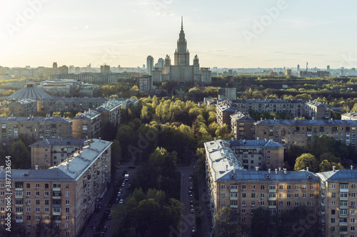 Beautiful sunny Moscow panoramic view