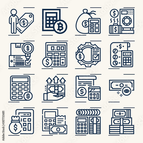 Simple set of expense related lineal icons.