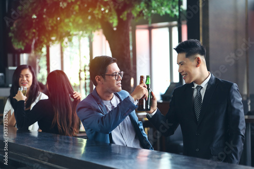 Photography Executive business people greeting and meeting with partner or friends, alcohol