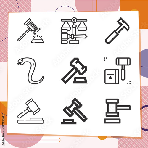 Simple set of 9 icons related to hand tool