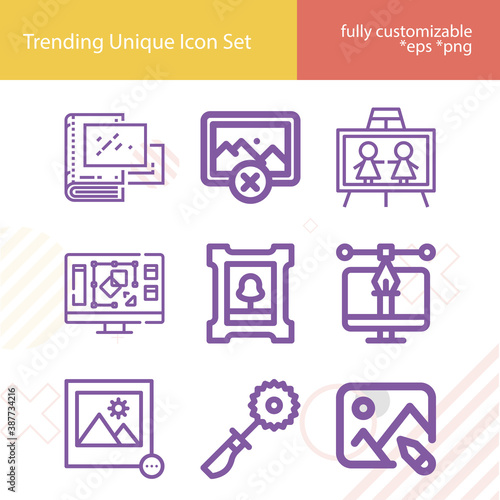 Simple set of editing related lineal icons.