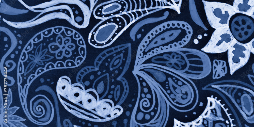 Maritime Floral Embroidery. Indigo Persian Maritime Floral Embroidery. Indigo Persian