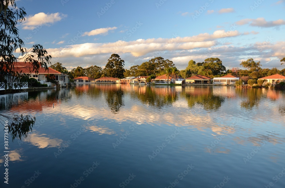 Fototapeta premium sunset over the lake
