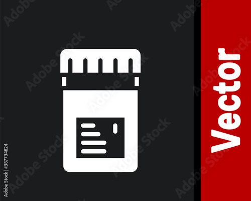 White Biologically active additives icon isolated on black background. Vector.