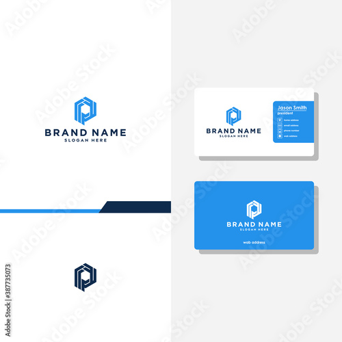 Letter P D B geometric concept logo designs business card
