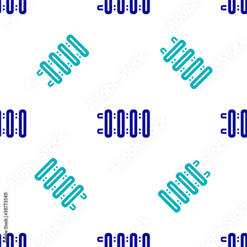 Blue Heating radiator icon isolated seamless pattern on white background. Vector.