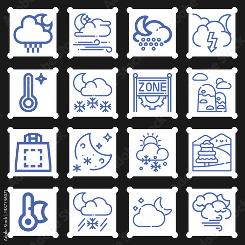16 pack of climatic  lineal web icons set