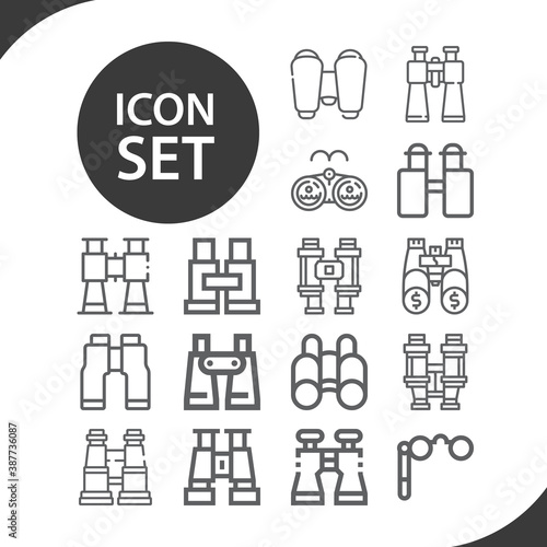 Simple set of binoculars related lineal icons.