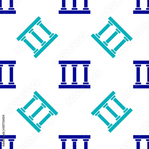Blue Prison window icon isolated seamless pattern on white background. Vector.