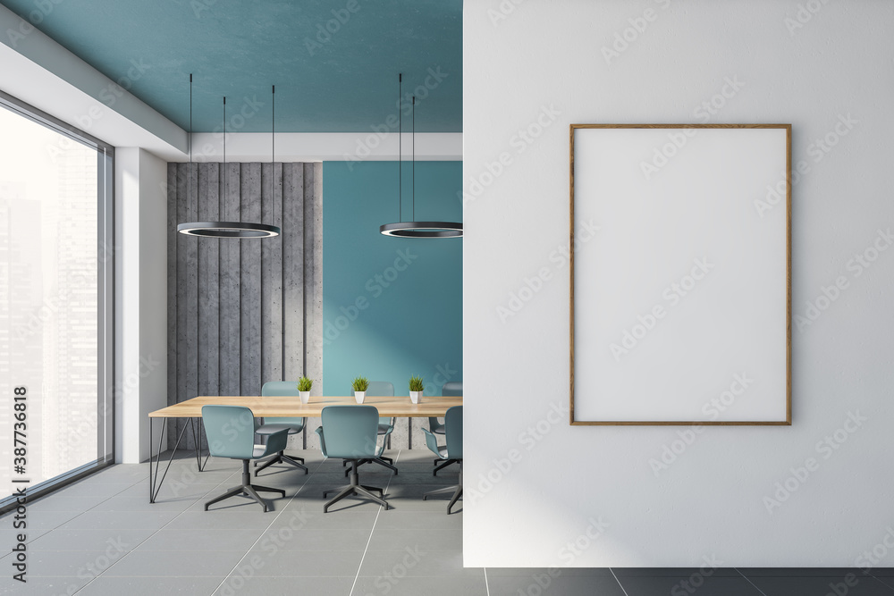 © ImageFlow - Blue and gray office meeting room with poster © ImageFlow - Blue and gray office meeting room with poster