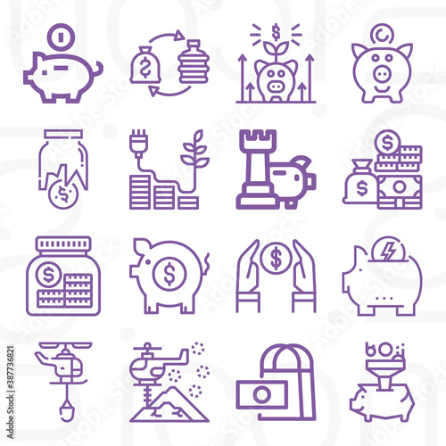 16 pack of redemption  lineal web icons set