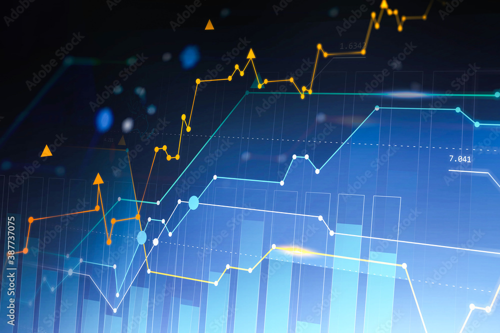 Fototapeta premium Digital graphs and bar charts background